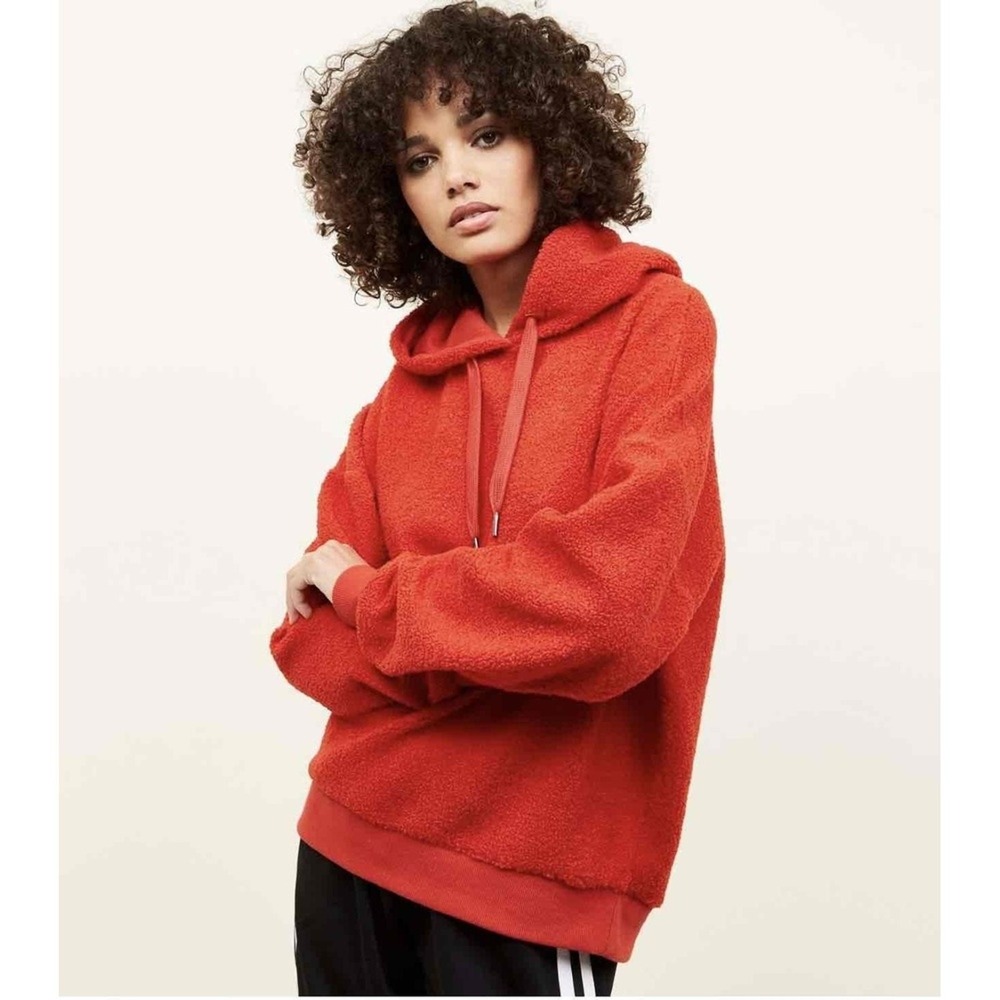 Soft Serve Orange Drawstring Hood Long Sleeves Relaxed Fit Casual Hoodie Large